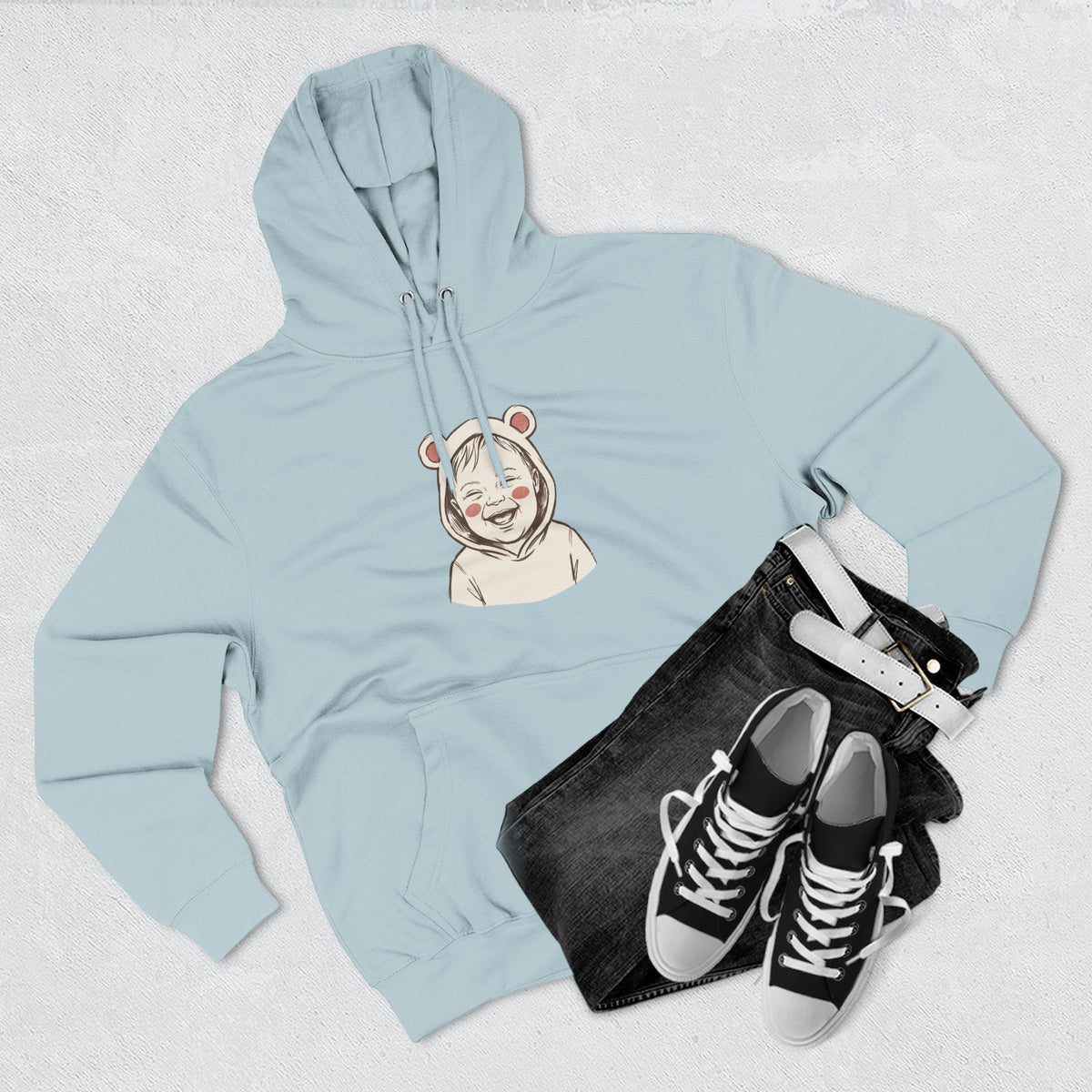 Ecstatic Laugh in Bear Hoodie