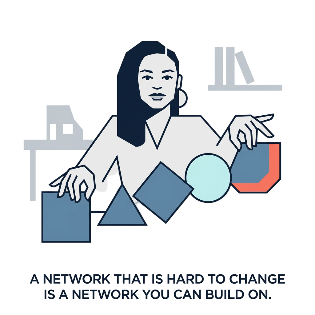 A network that is hard to change is a network you can build on.