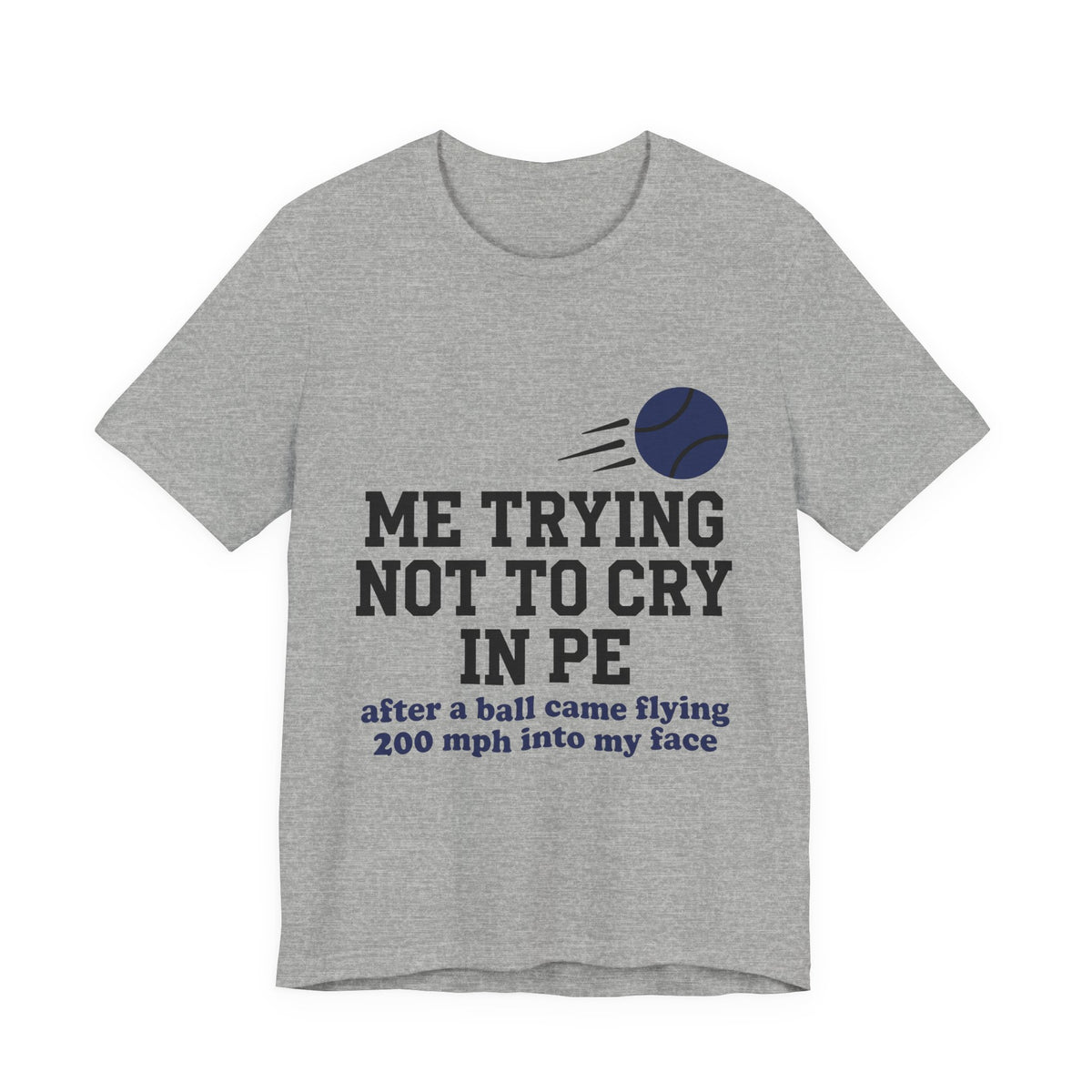 Me trying not to cry in PE after a ball came flying 200 mph into my face