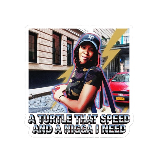 A turtle that speed and a nigga I need